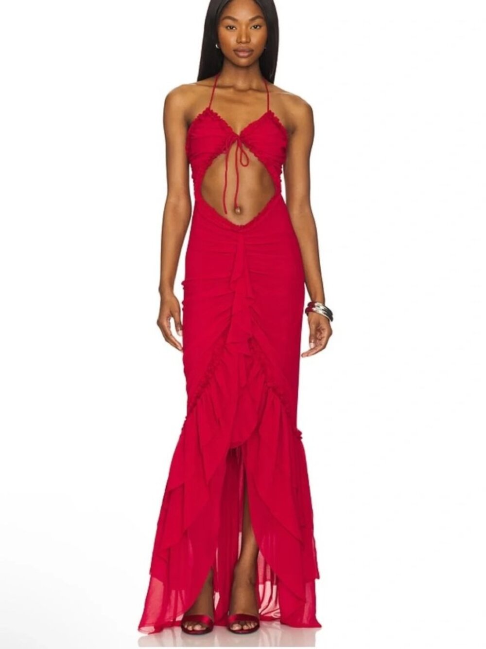 h:ours Haven Maxi Dress in Bordeaux Red Medium NWT